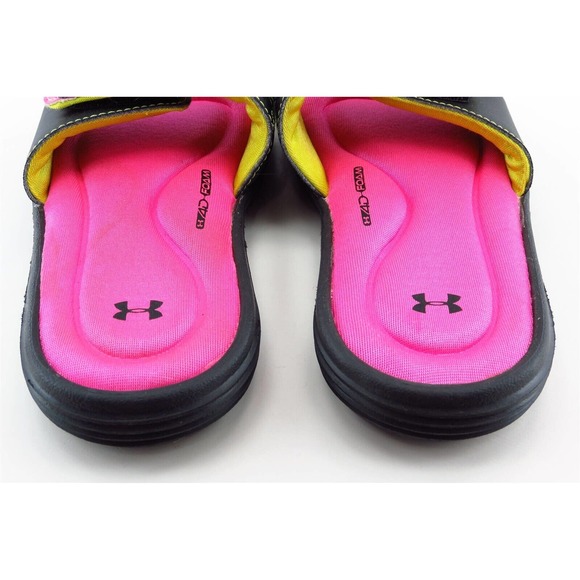 Under armour Black Synthetic Slides Girls‎ Shoes Size 2 - Picture 4 of 6